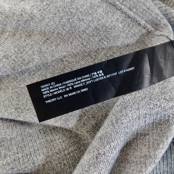 THEORY Winxie Gray Ribbed Knit Draped Cardigan Sweater Merino Wool Small - Picture 12 of 14